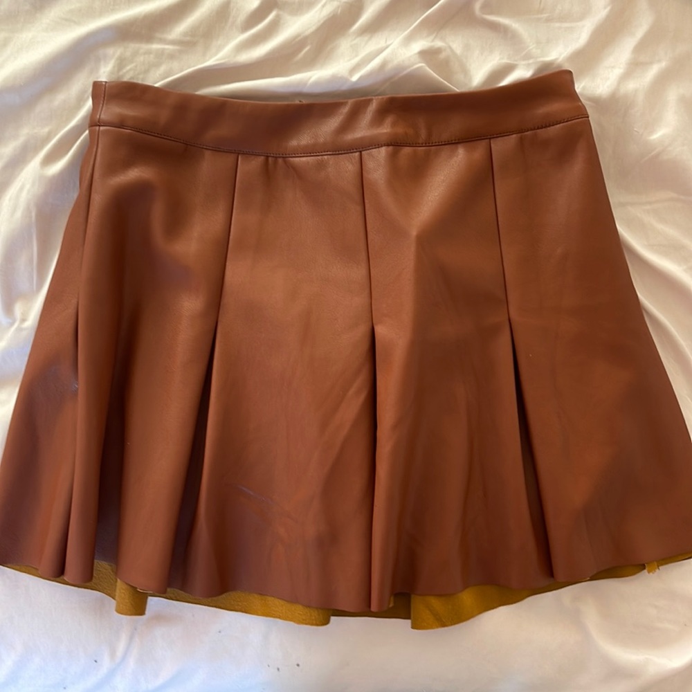 Faux Leather Pleated Skirt